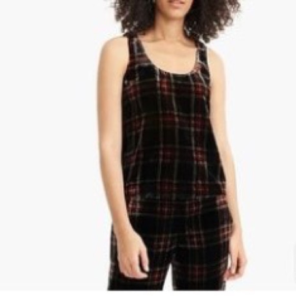 J. Crew Tops - J Crew Stewart Tartan Holiday Plaid Velvet Tank